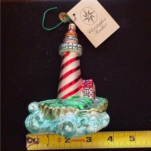 Christopher Radko West Quoddy Lighthouse Ornament with Scenic Base